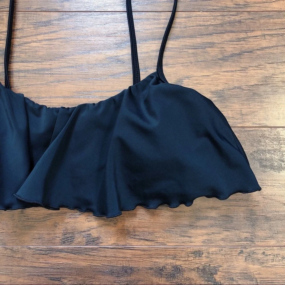 Reef • black flowy bikini top flutter flounce ruffle swim swimsuit padded